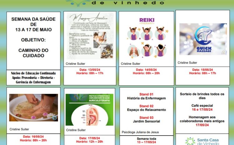  SANTA CASA DE VINHEDO PROMOVE SEMANA DA SAÚDE COM VÁRIOS EVENTOS AOS COLABORADORES